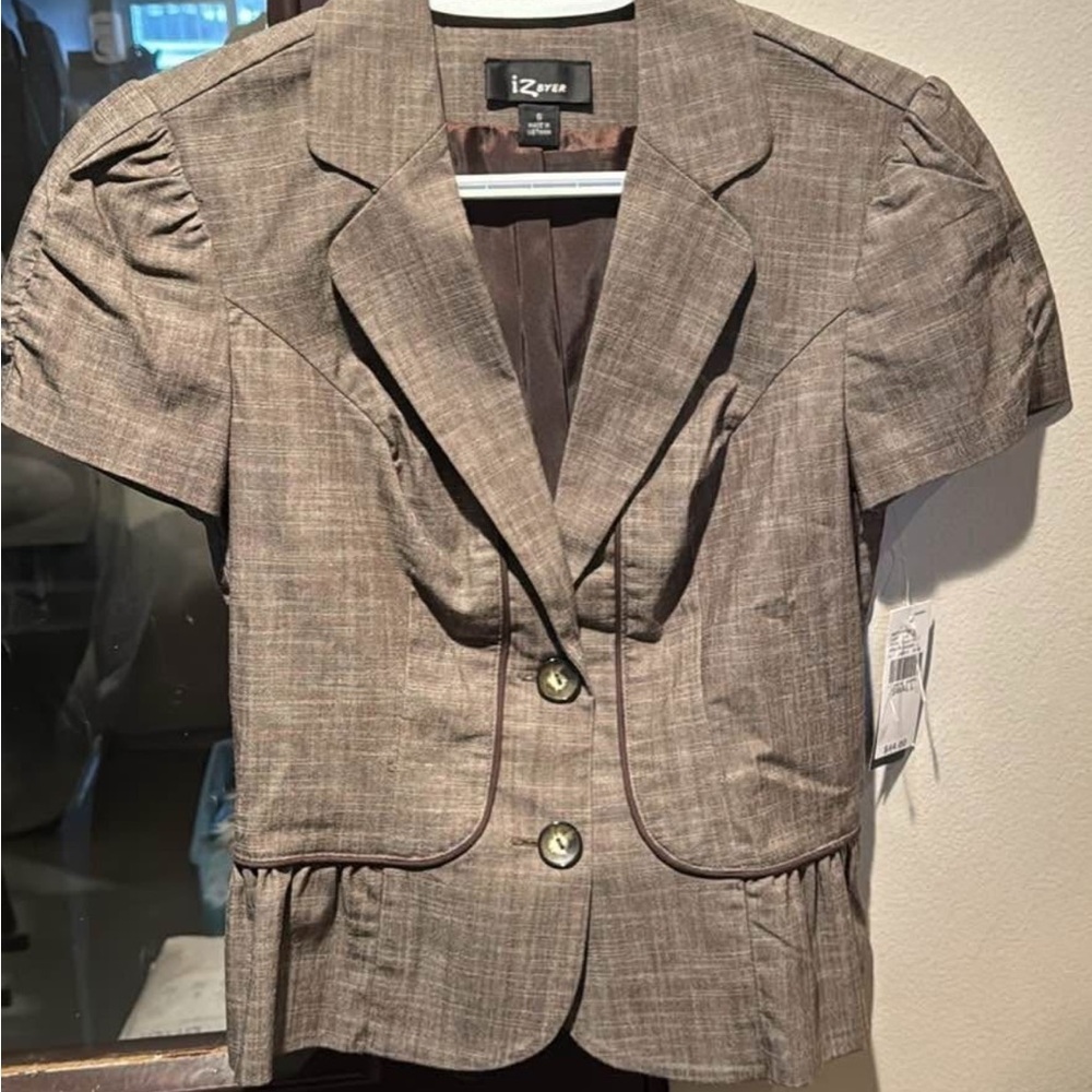 Iz Byer Grey Plaid Tunic Top